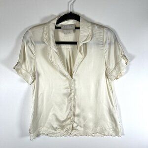 Anthropologie‎ BHLDN Juniper Pajama Top Womens Small Cream Heart Buttons